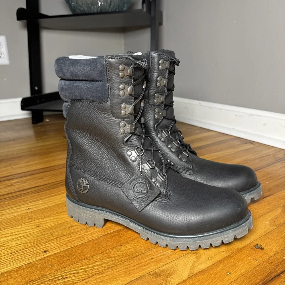 Timberland Super Boot 40 Below 8 Inch Black Emerald Woods Leather TB0A2MYW 10.5
